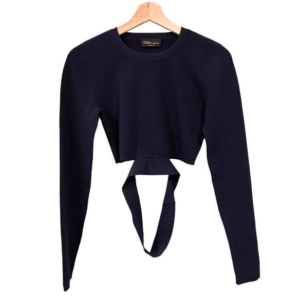 NEW Aritzia Ten by Babaton Retrospect Crop Sweater in Navy Blue Size Medium - Picture 4 of 12